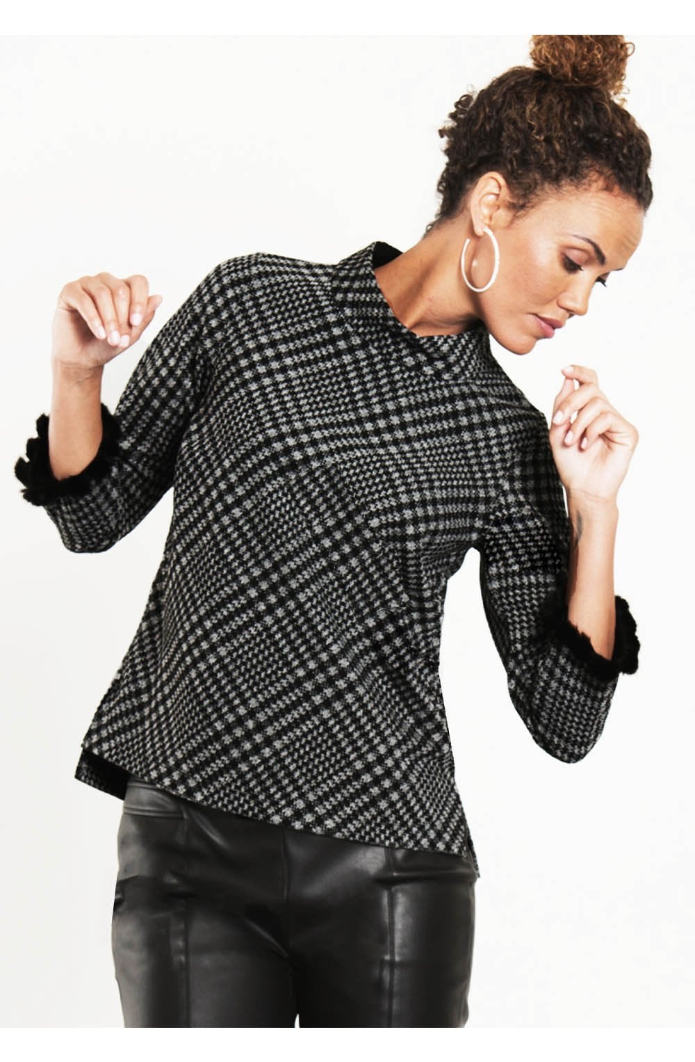 Grey & Black Print Top