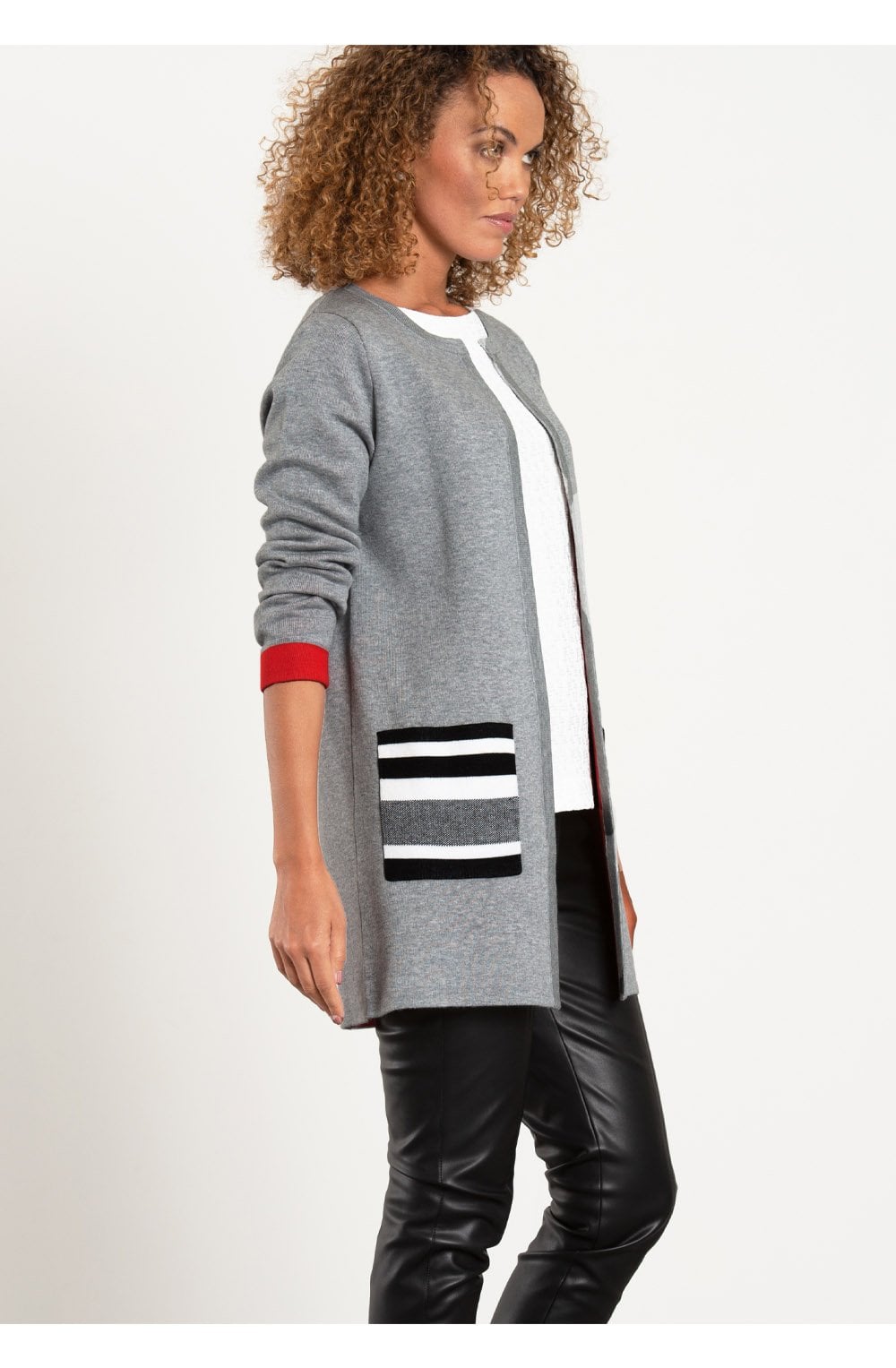 Grey Contrasting Cardigan