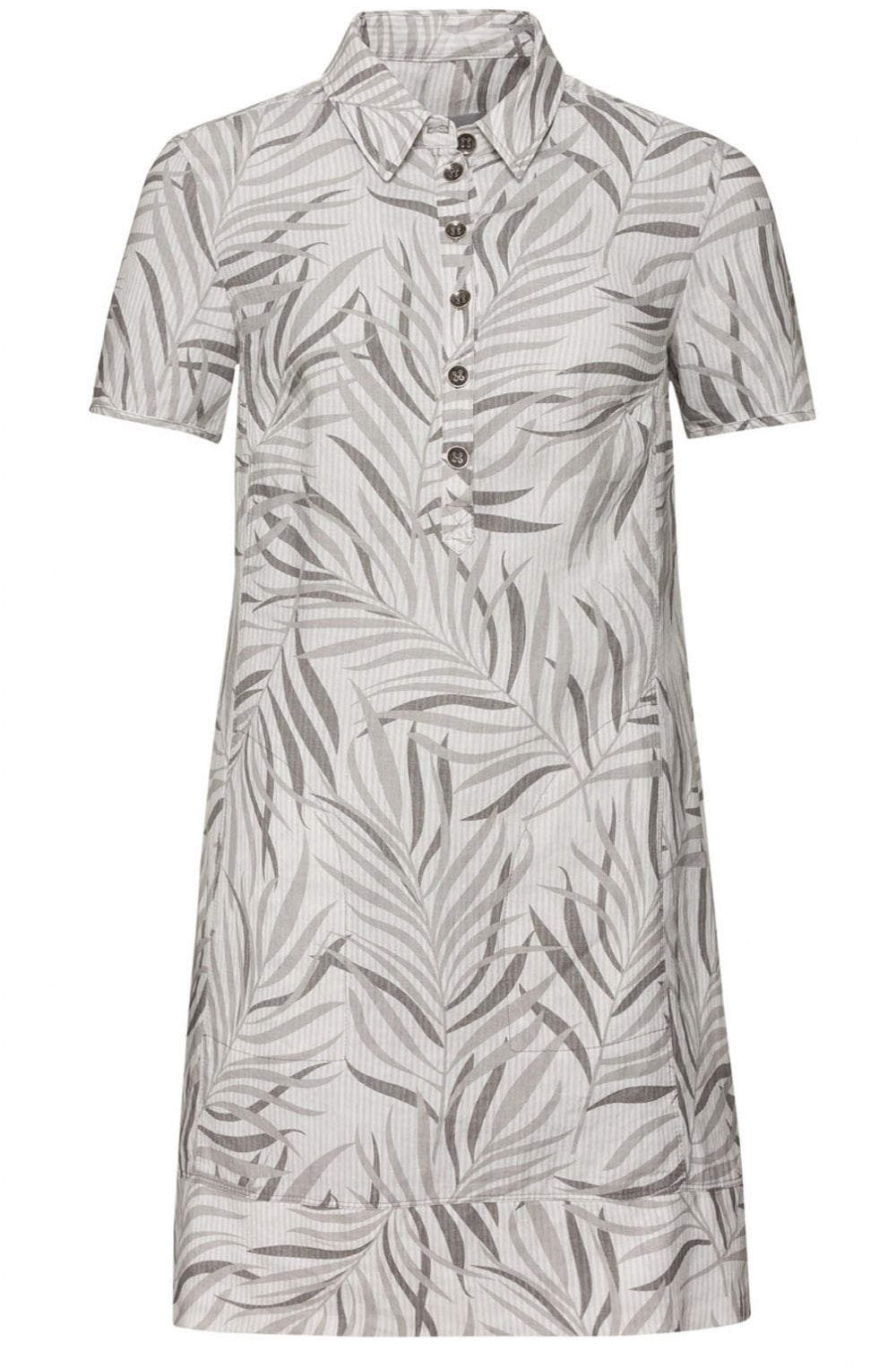 Grey Leaf Print Dress