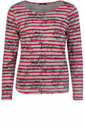Grey & Red Striped Top