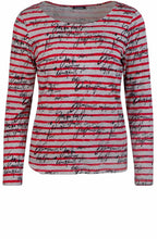 Grey & Red Striped Top