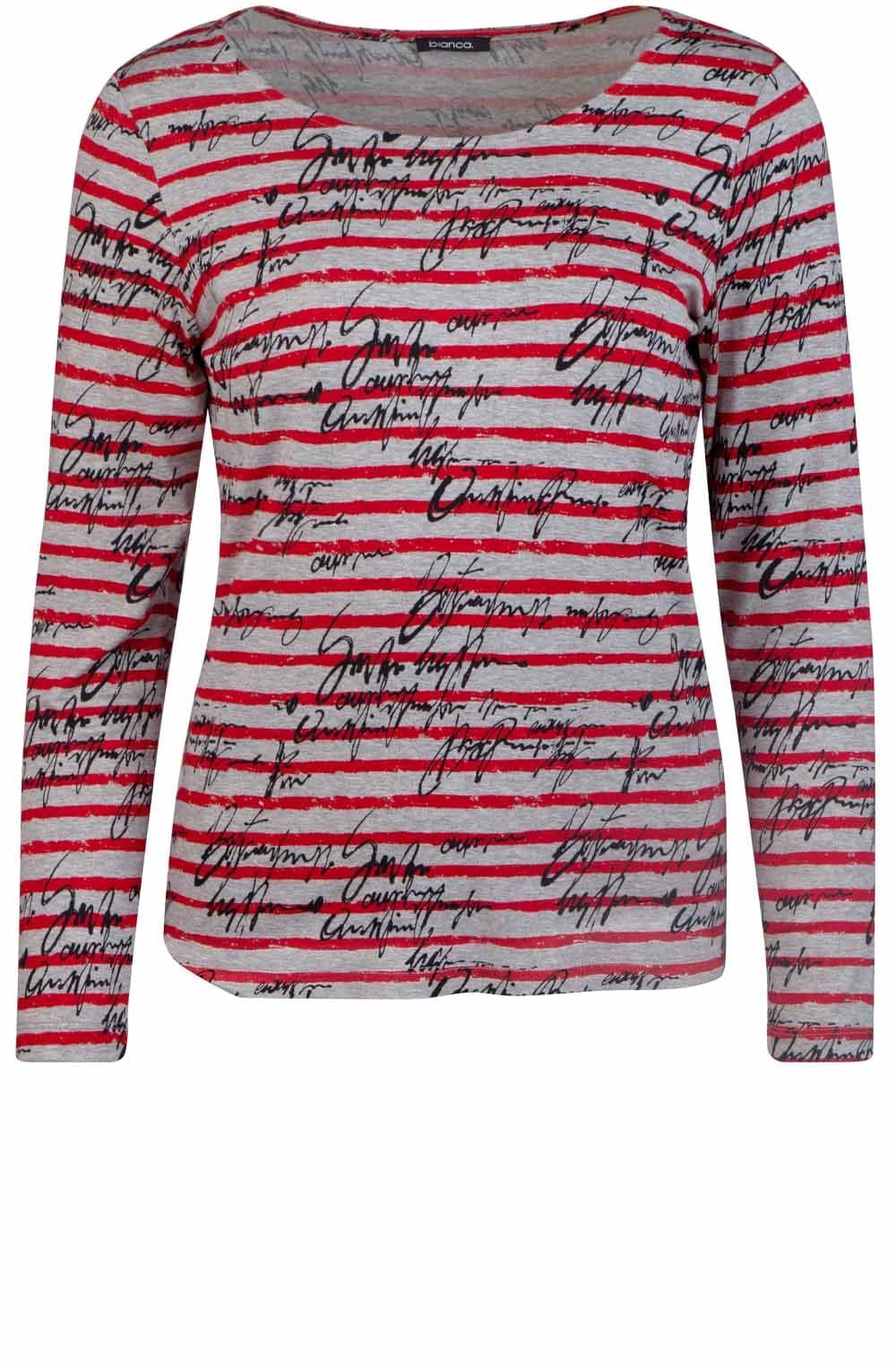 Grey & Red Striped Top