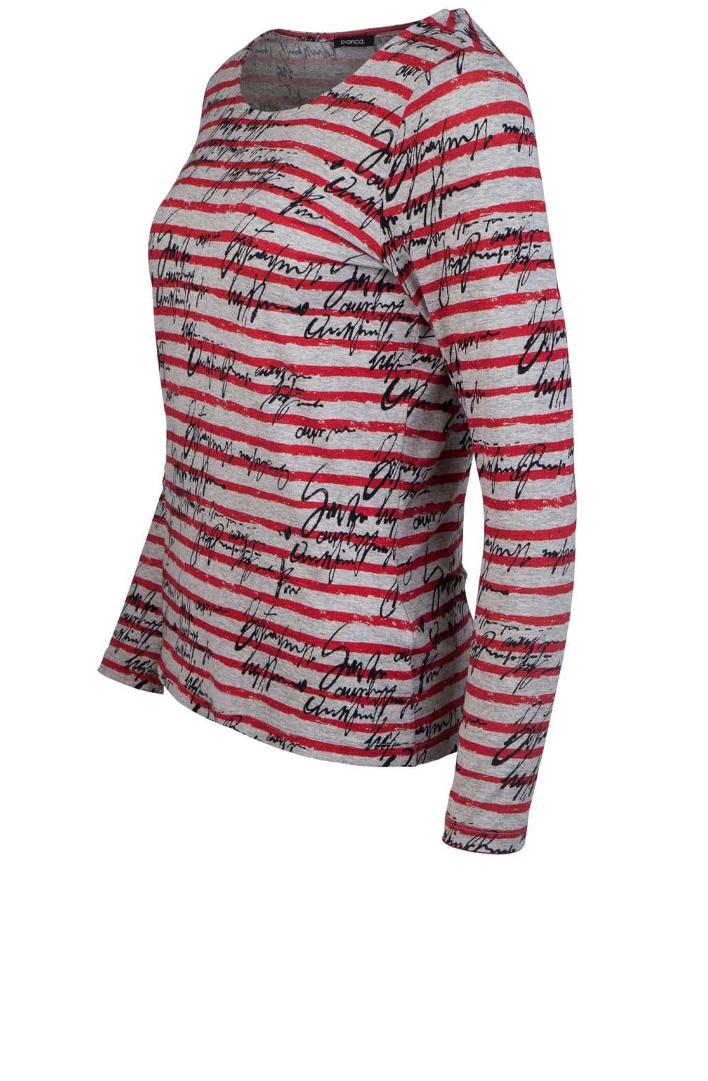 Grey & Red Striped Top
