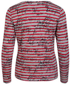 Grey & Red Striped Top