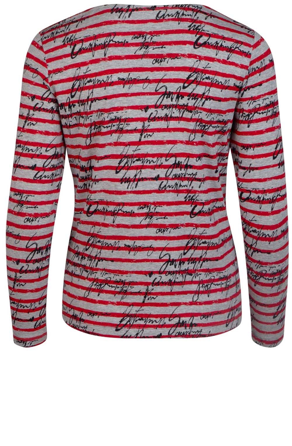 Grey & Red Striped Top