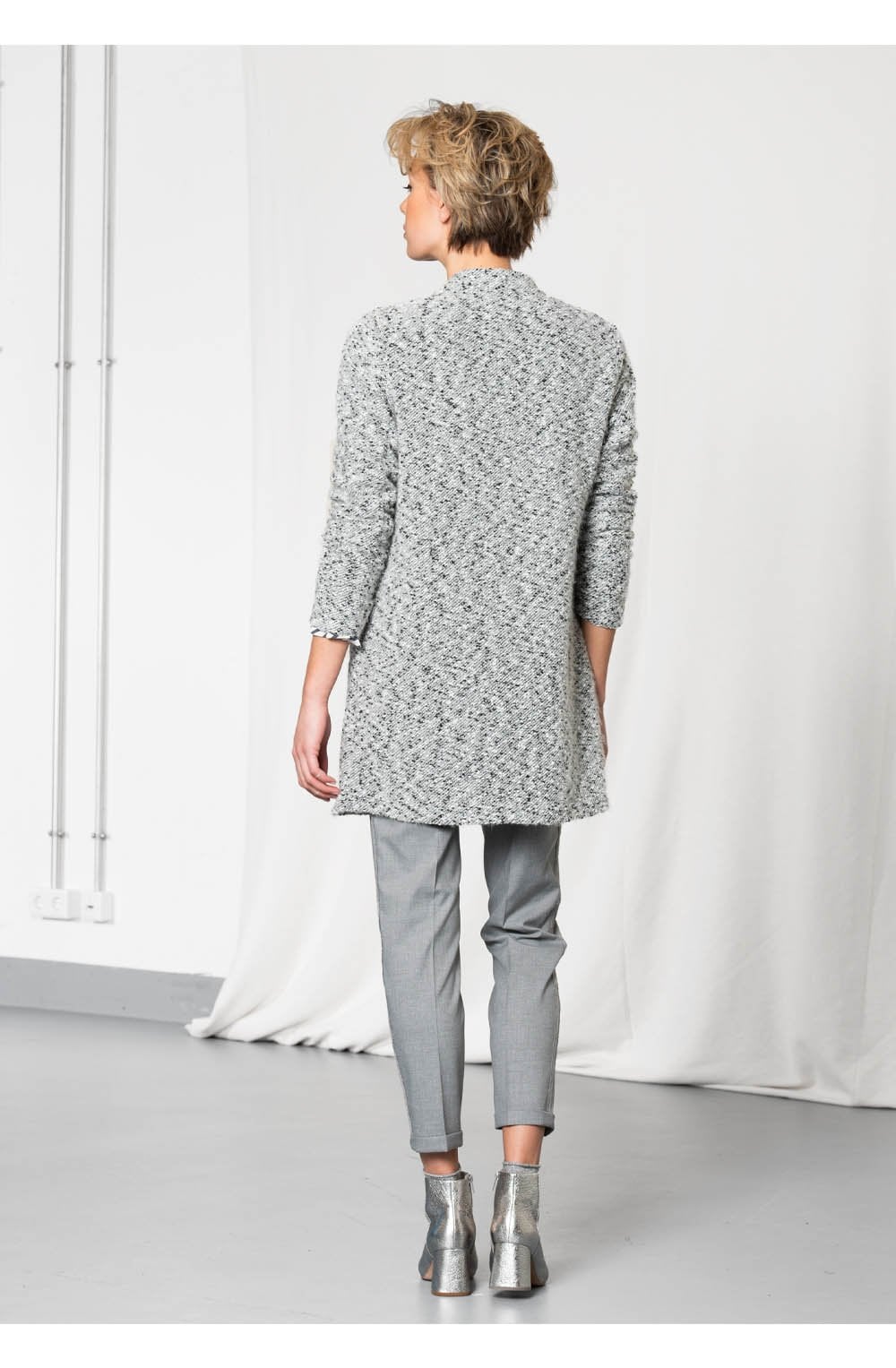 Grey Textured Knit Jacket