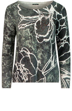 Khaki Floral Design Sweater