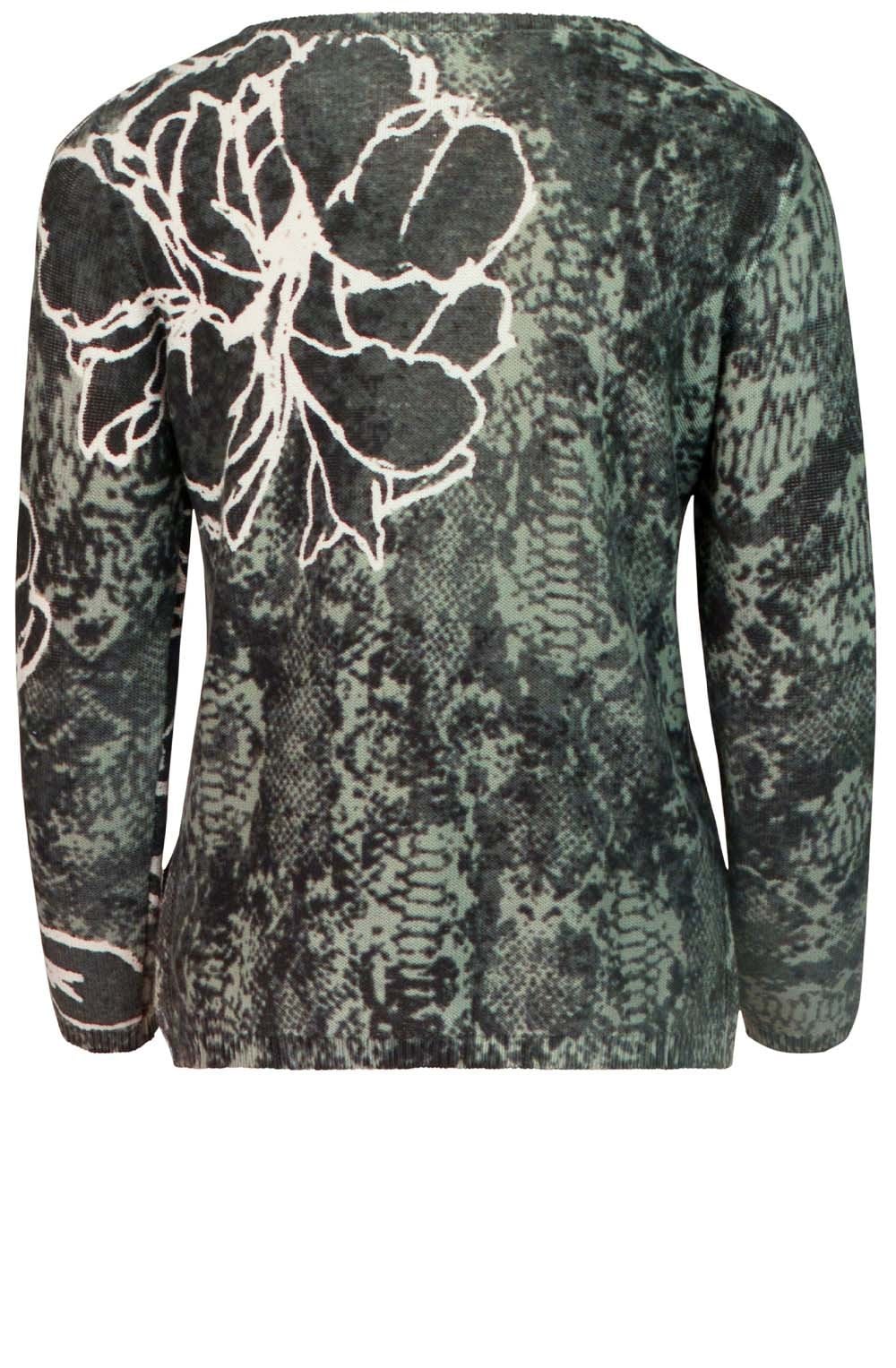 Khaki Floral Design Sweater