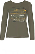 Khaki Golden Text Print Top