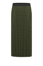 Khaki Green Leopard Print Skirt