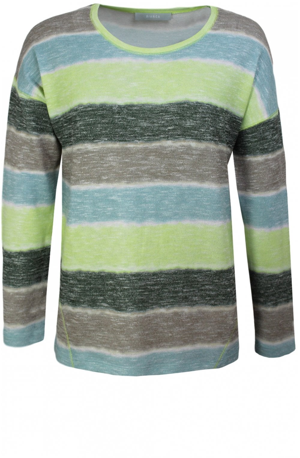 Lime Striped Jersey Knit Top