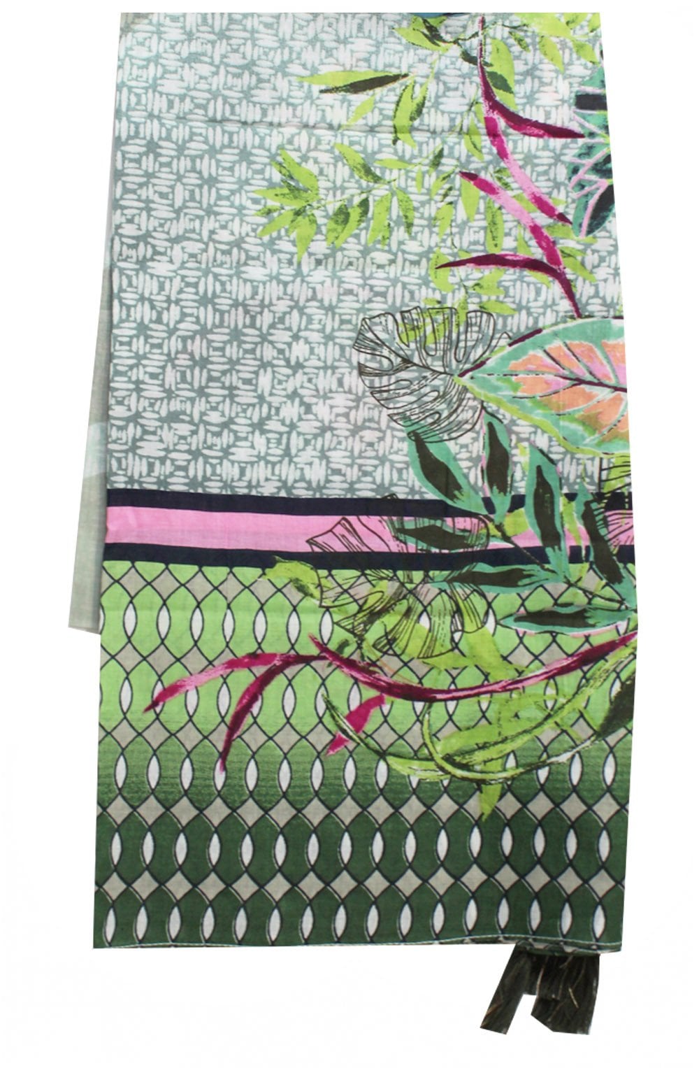 Liva Green Mix Floral Cotton Scarf