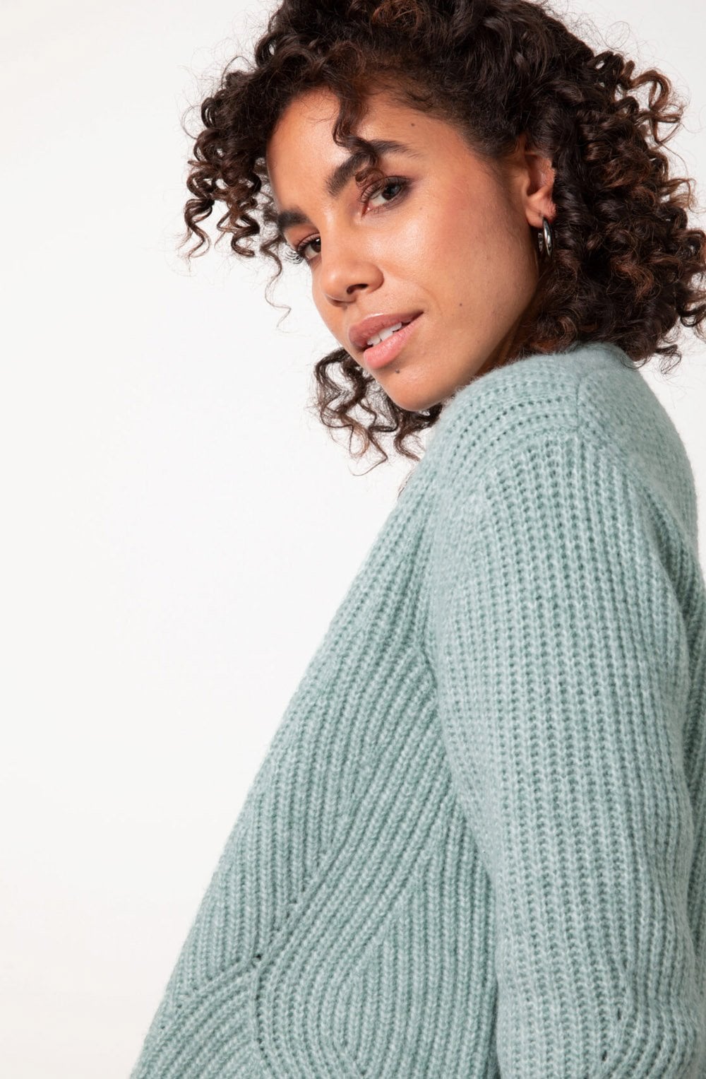 Mint Ribbed Knit Cardigan