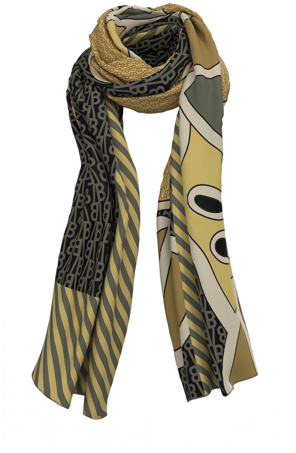 Mixed Green Various Print Scarf