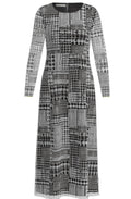 Mixed Pattern Long Sleeve Maxi Dress