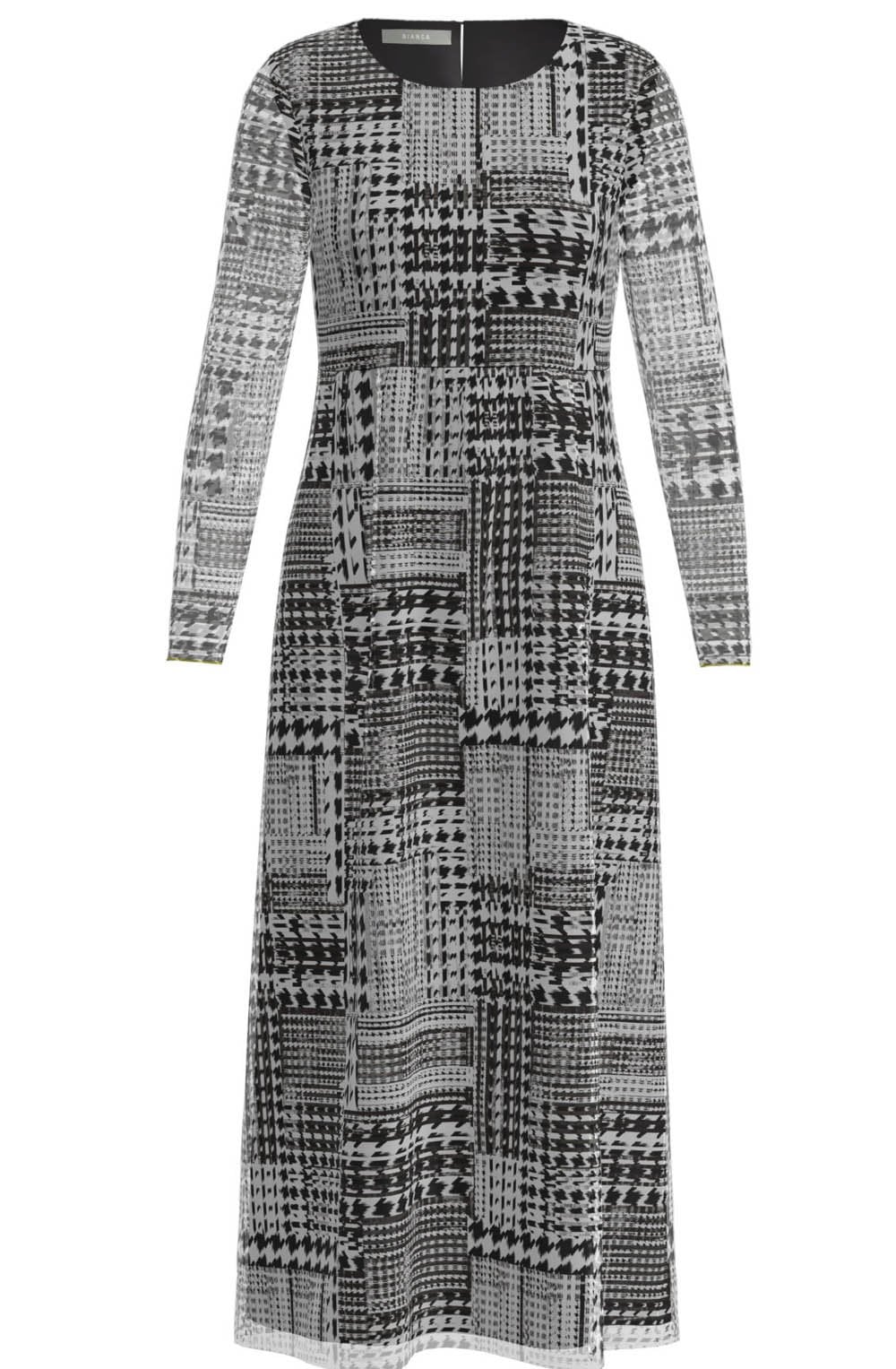 Mixed Pattern Long Sleeve Maxi Dress