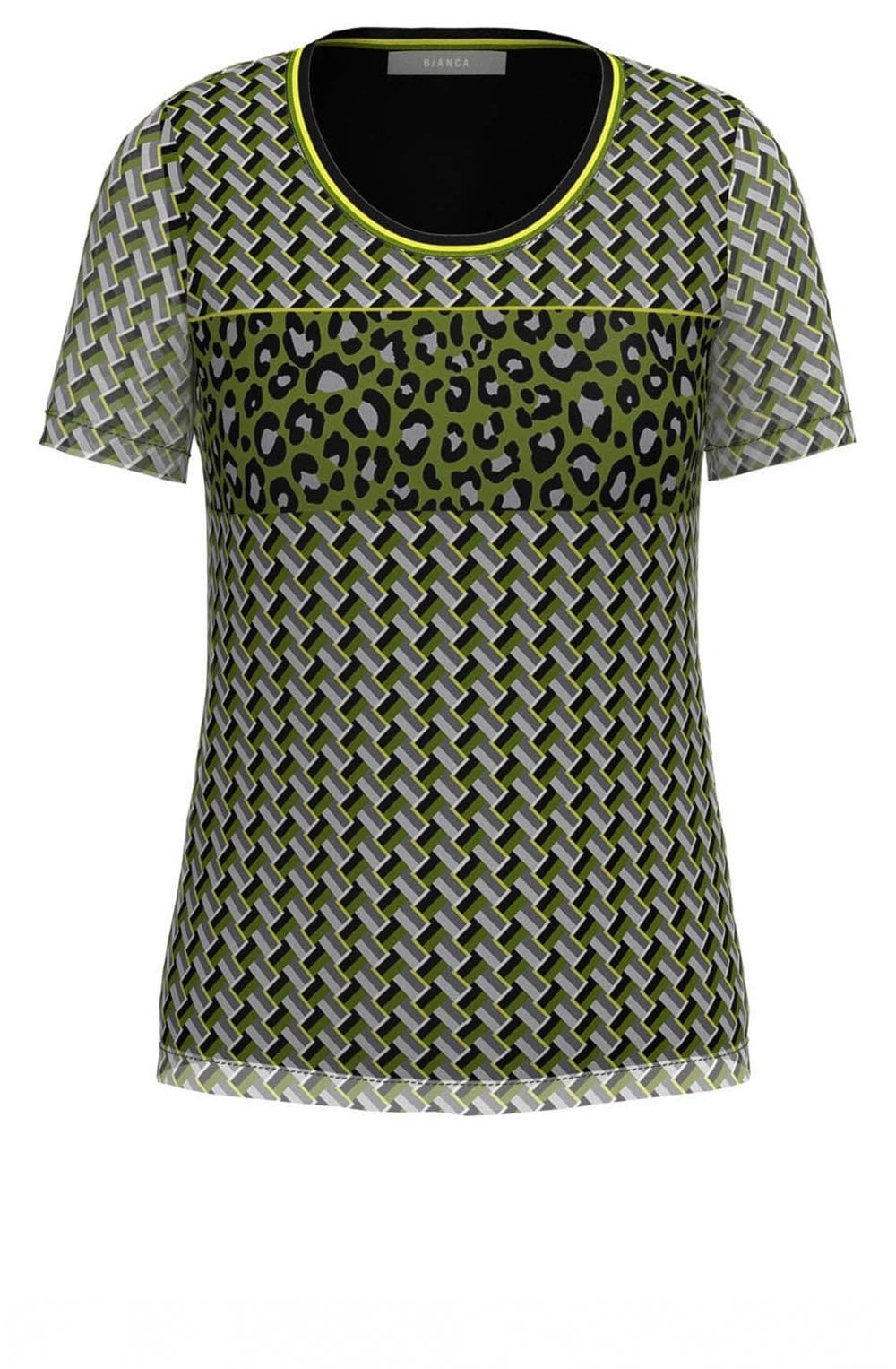 Mixed Print Short Sleeve Blouse