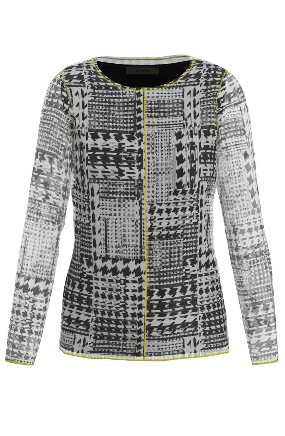 Multi Pattern Sheer Sleeve Top