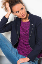 Navy Biker Style Jacket