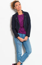 Navy Biker Style Jacket