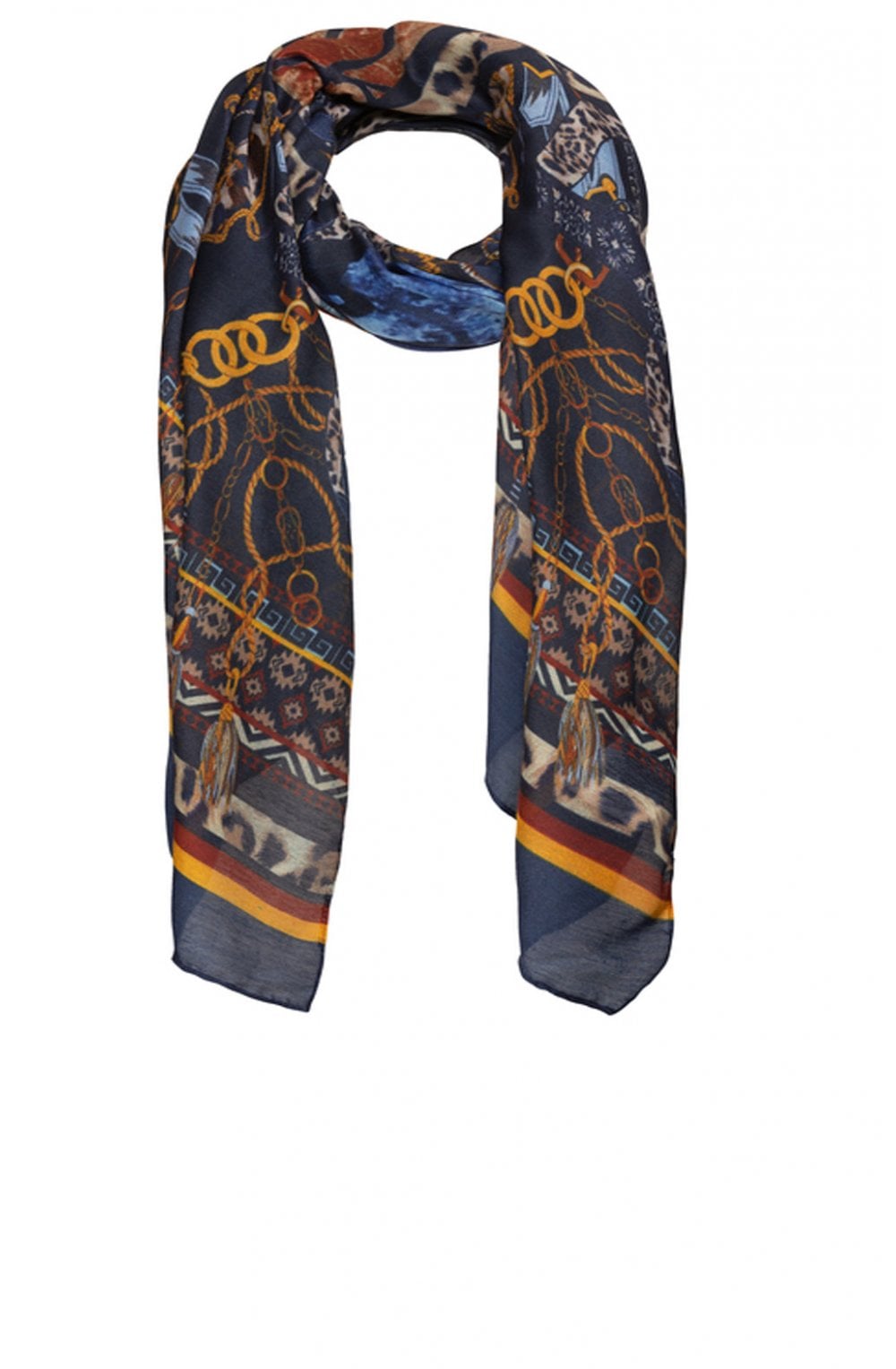 Navy Bold Patterned Scarf
