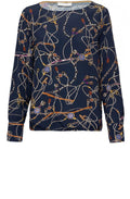 Navy Chain Print Blouse