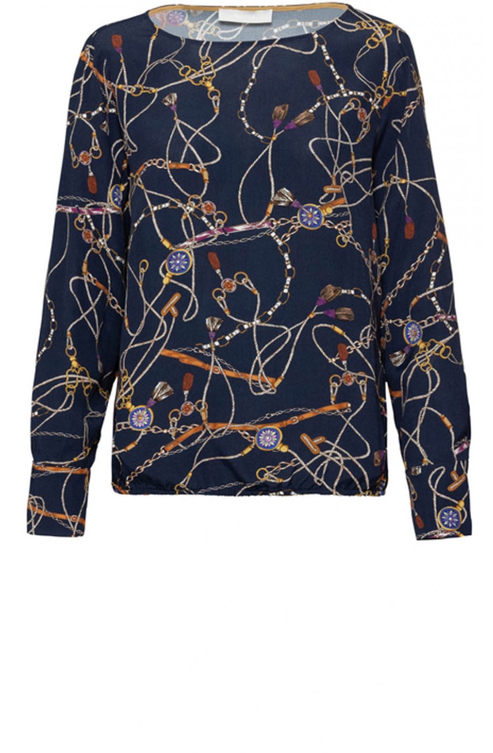 Navy Chain Print Blouse
