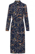 Navy Chain Print Shirt Dress