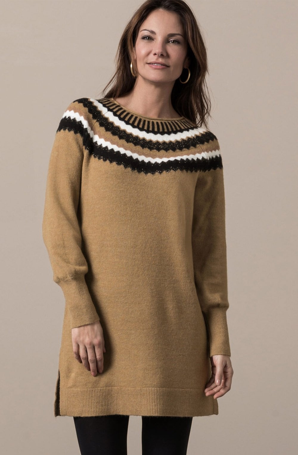 Otis Beige Mix Fairisle Knitted Tunic