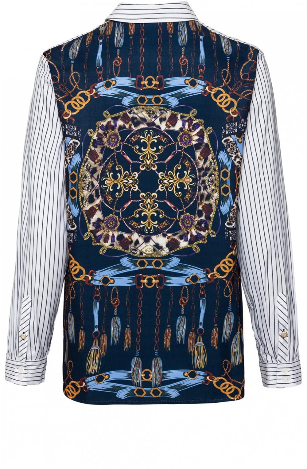 Patterned Back Striped Shirt