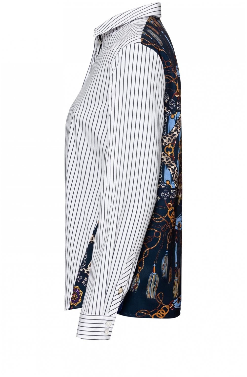 Patterned Back Striped Shirt