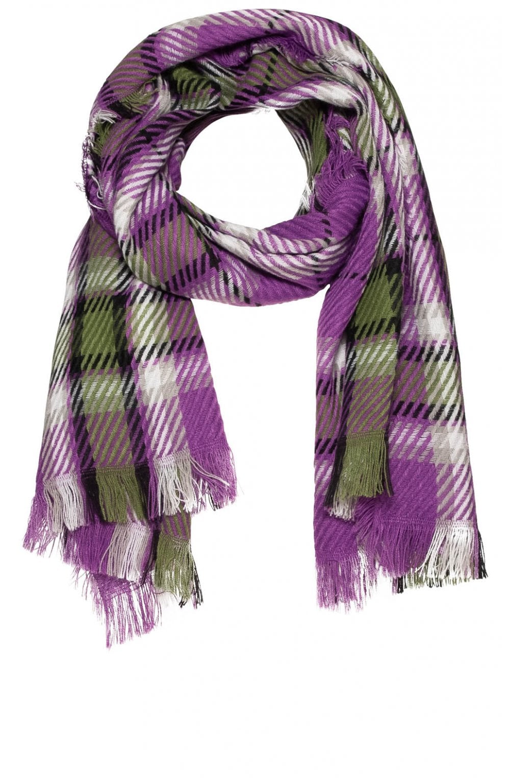 Purple Check Print Scarf