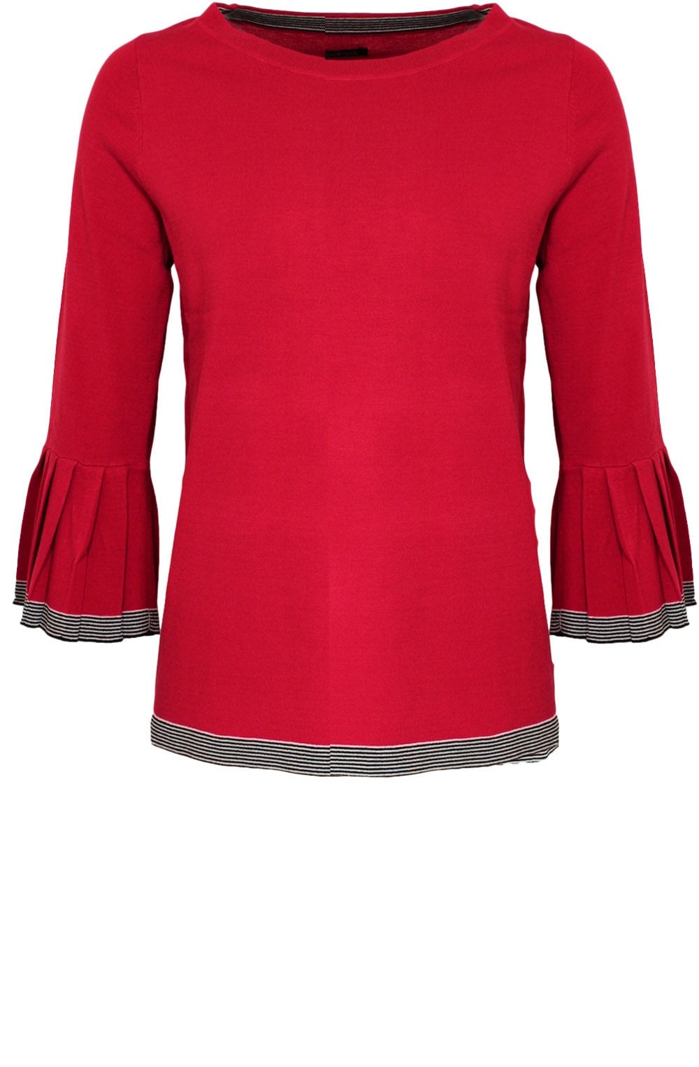 Red Pleated Bell Sleeve Top