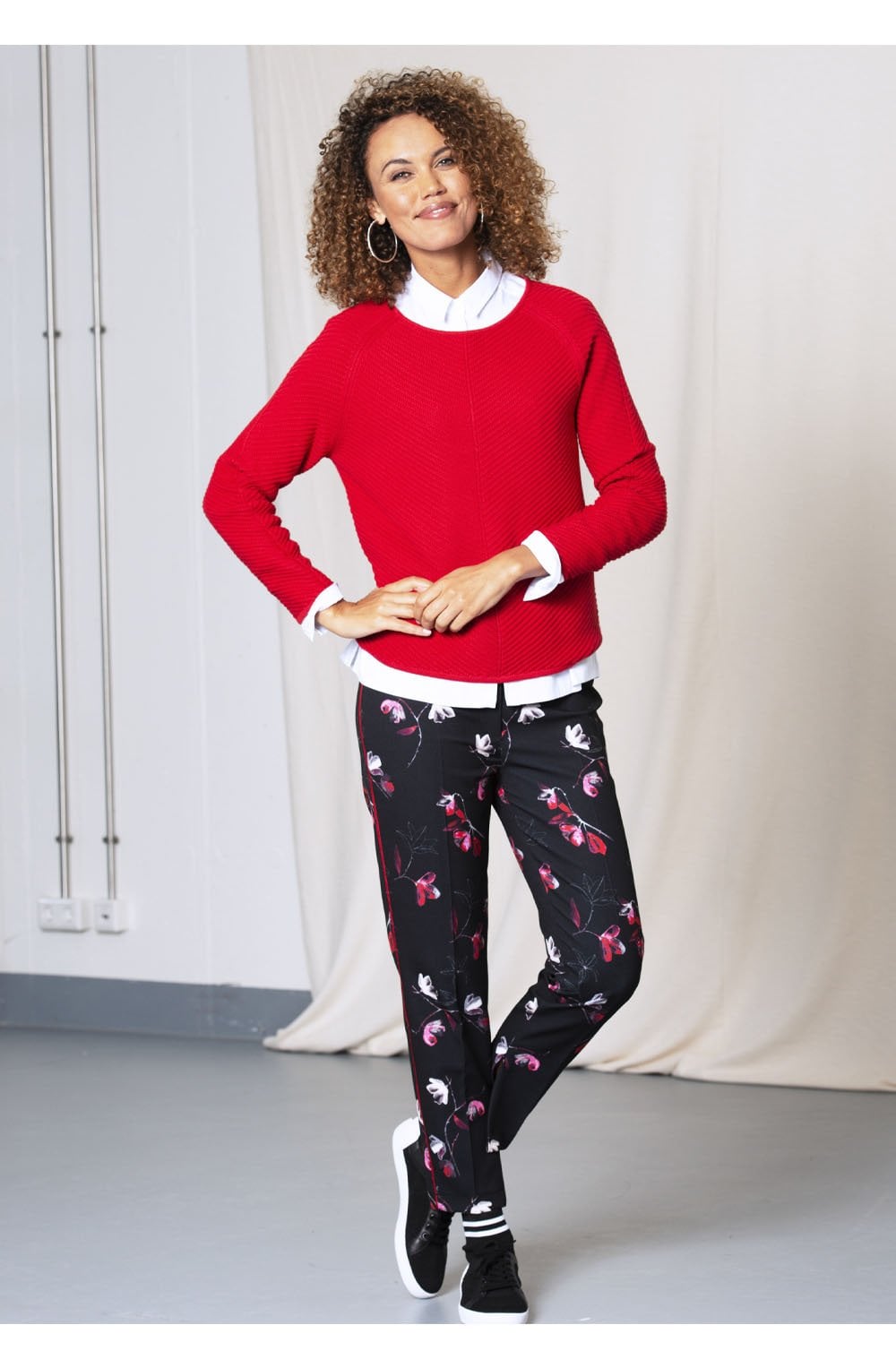 Red Ribbed Knit Sweater