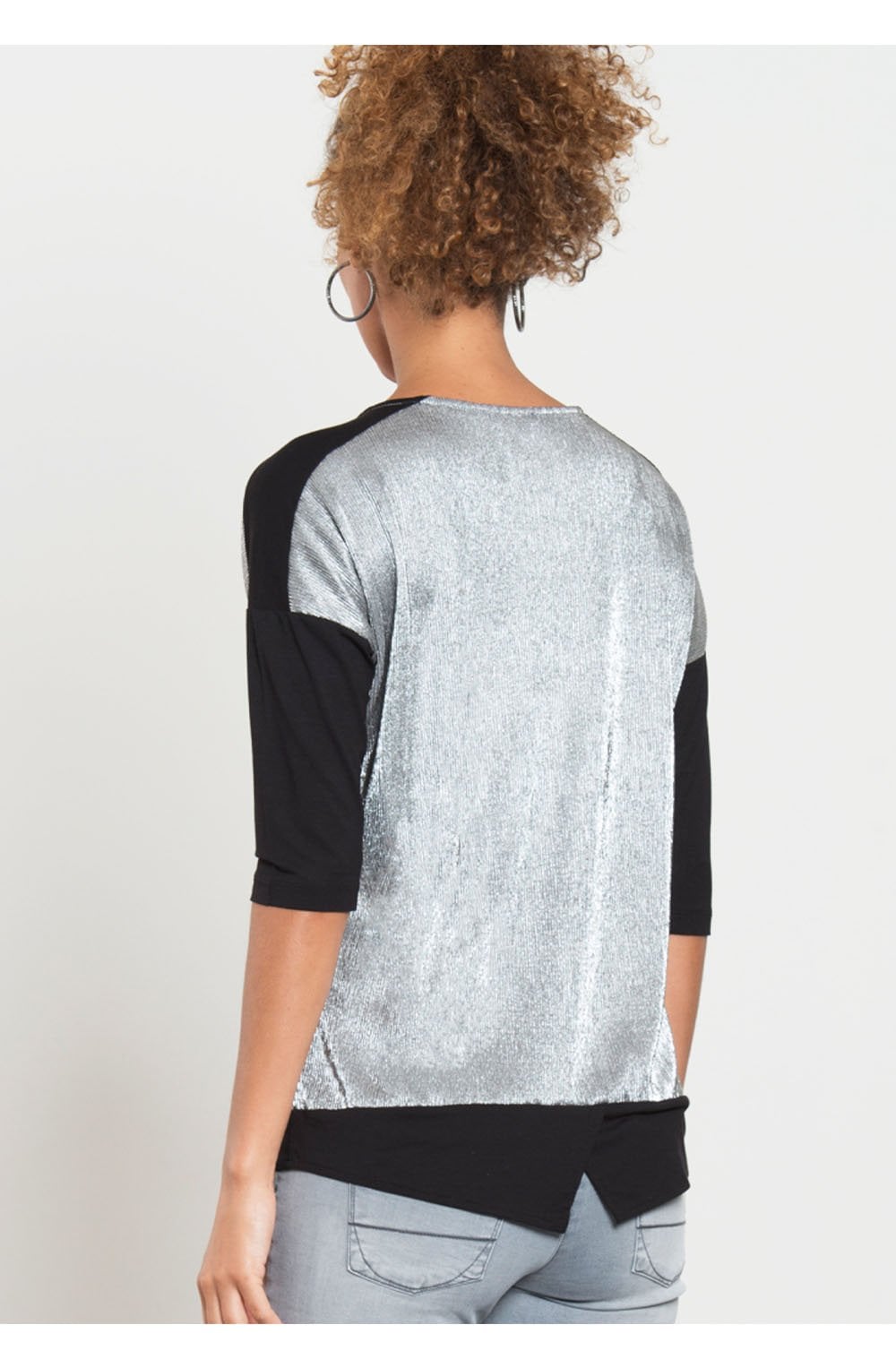 Silver Pleated Front Top