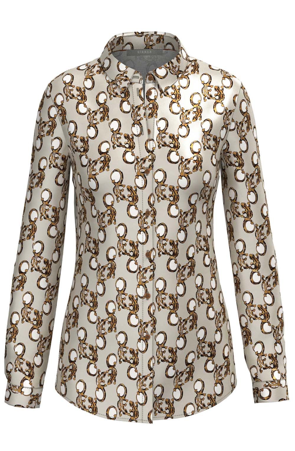 Silver Silk Lizard Pattern Shirt
