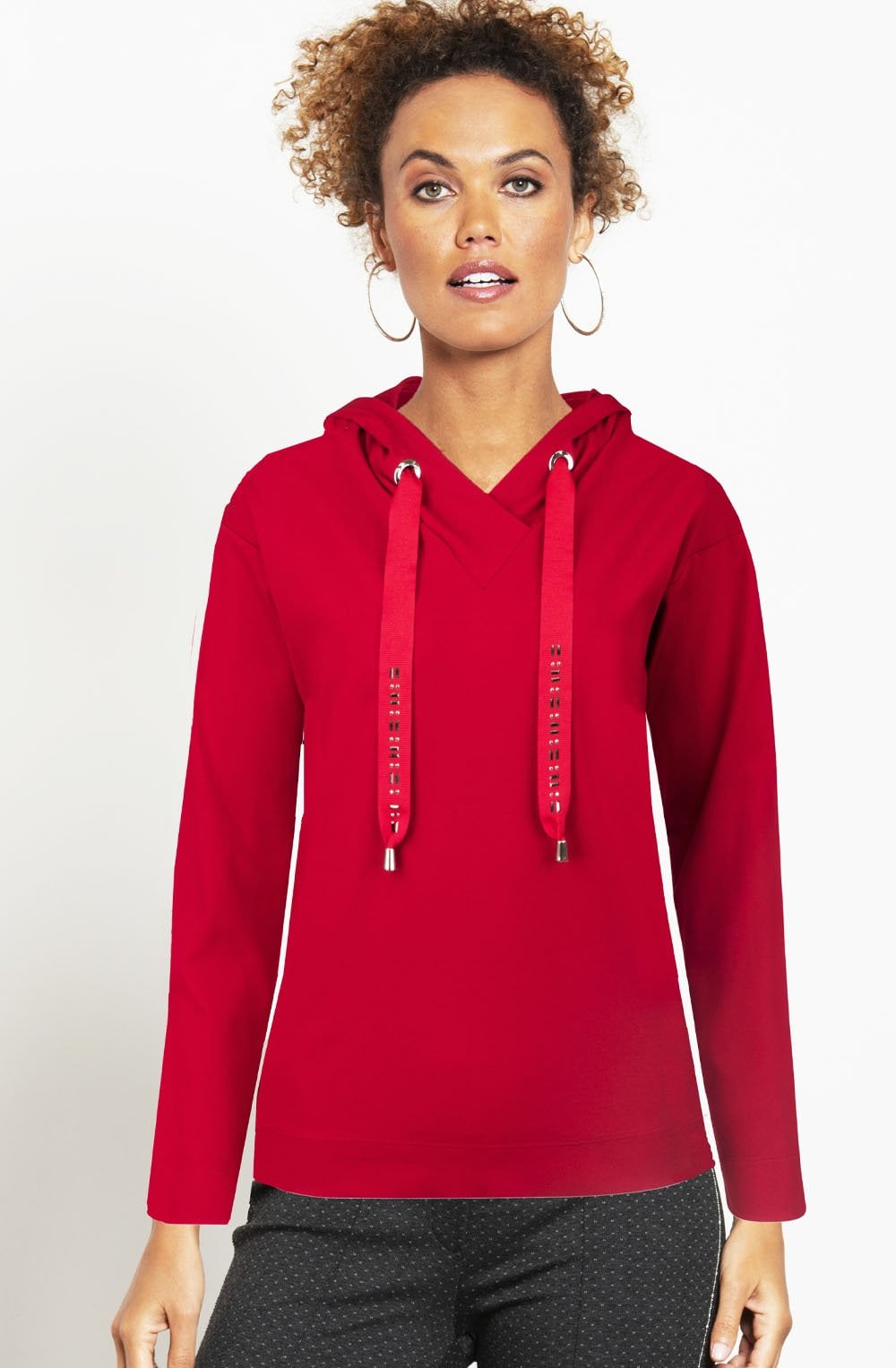 Striking Red Hooded Top