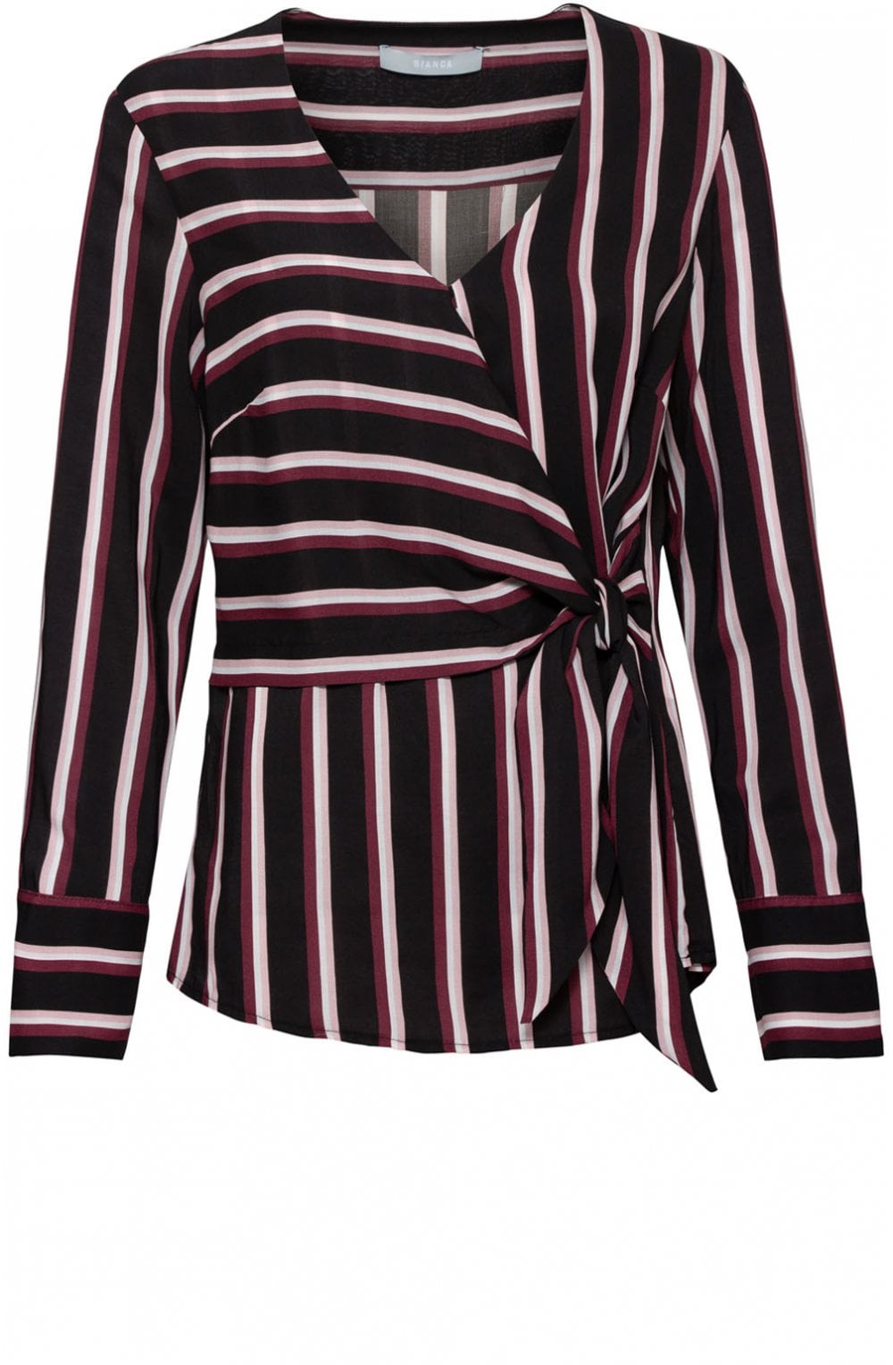 Striped Tie Front Blouse