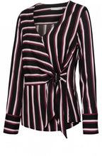 Striped Tie Front Blouse