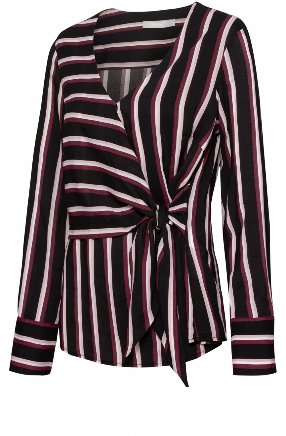 Striped Tie Front Blouse