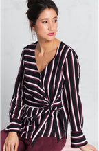 Striped Tie Front Blouse