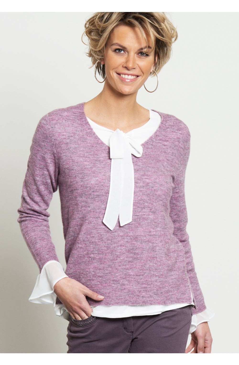 V Neck Light Berry Sweater