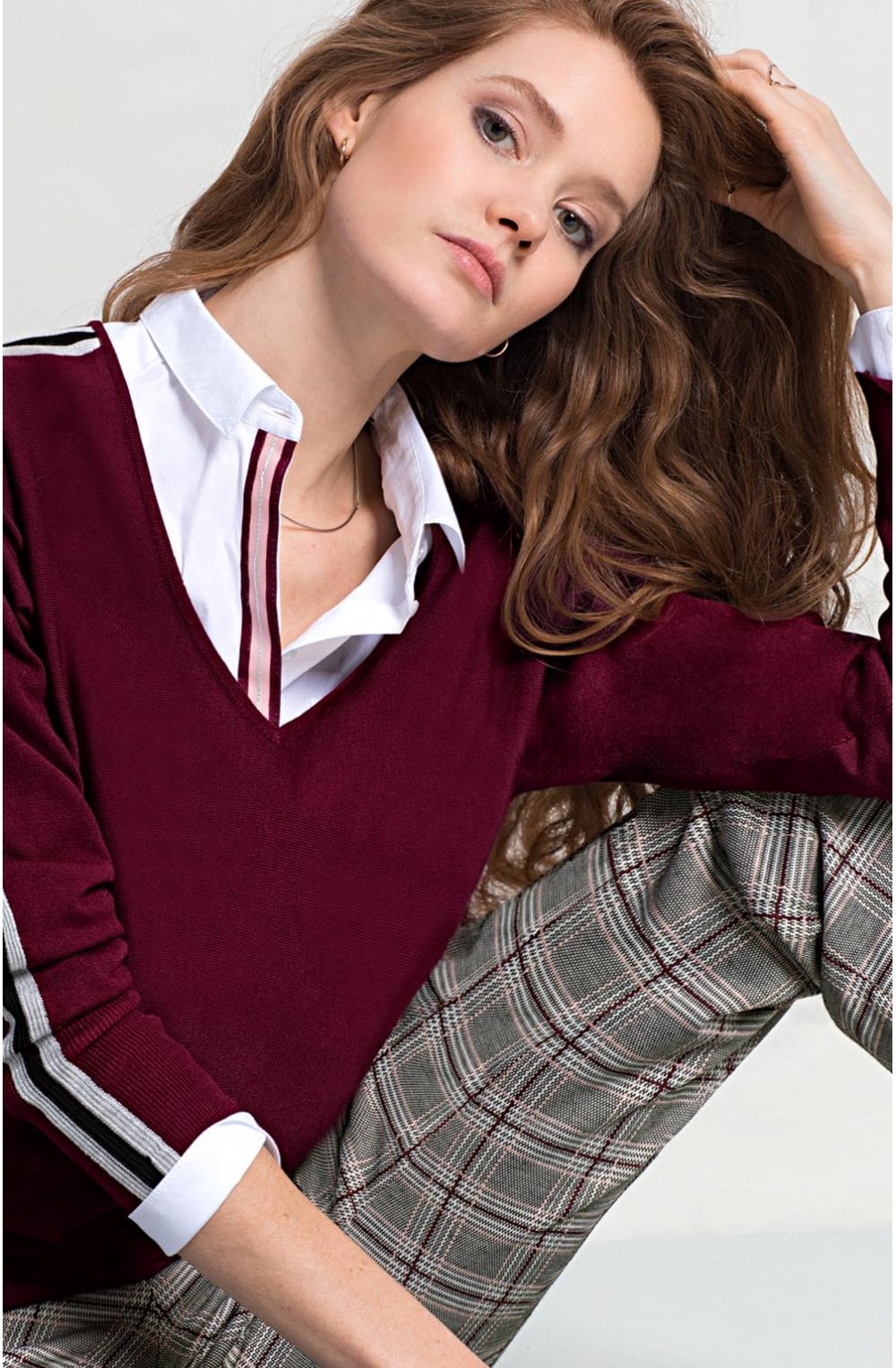 White Striped Detailed Blouse