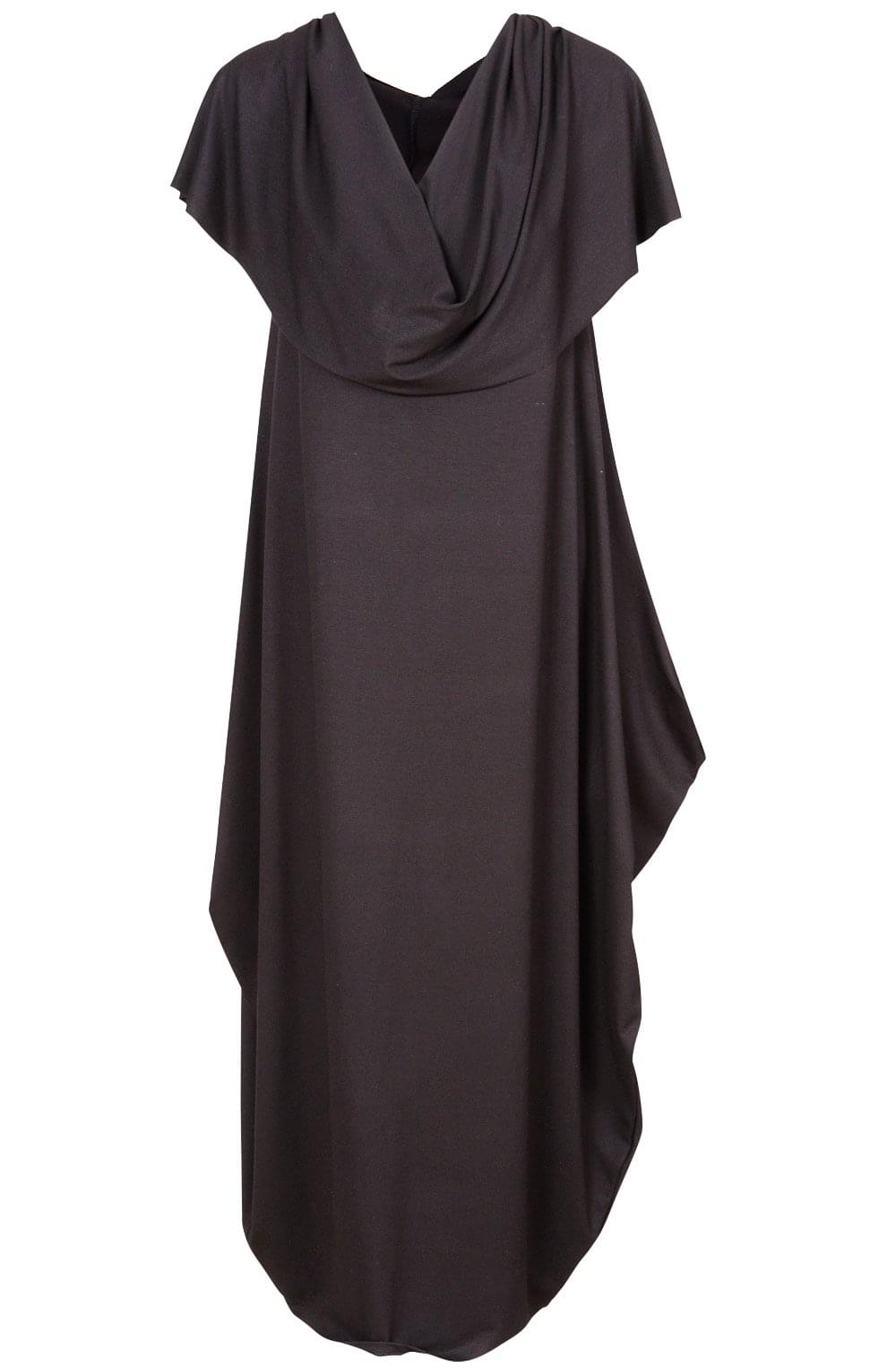 Black Draped Neck Tunip Dress
