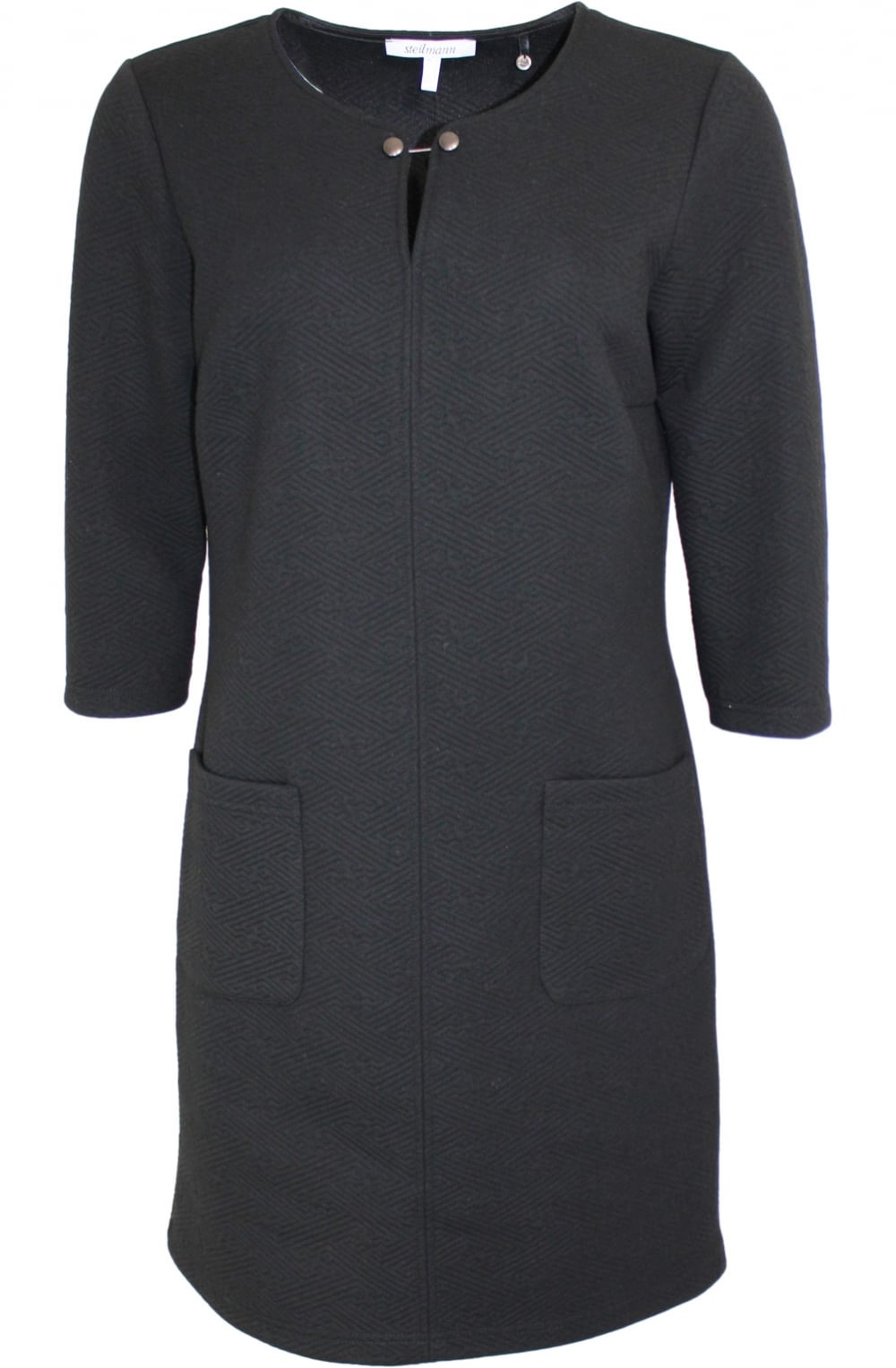 Black Embossed Print Dress