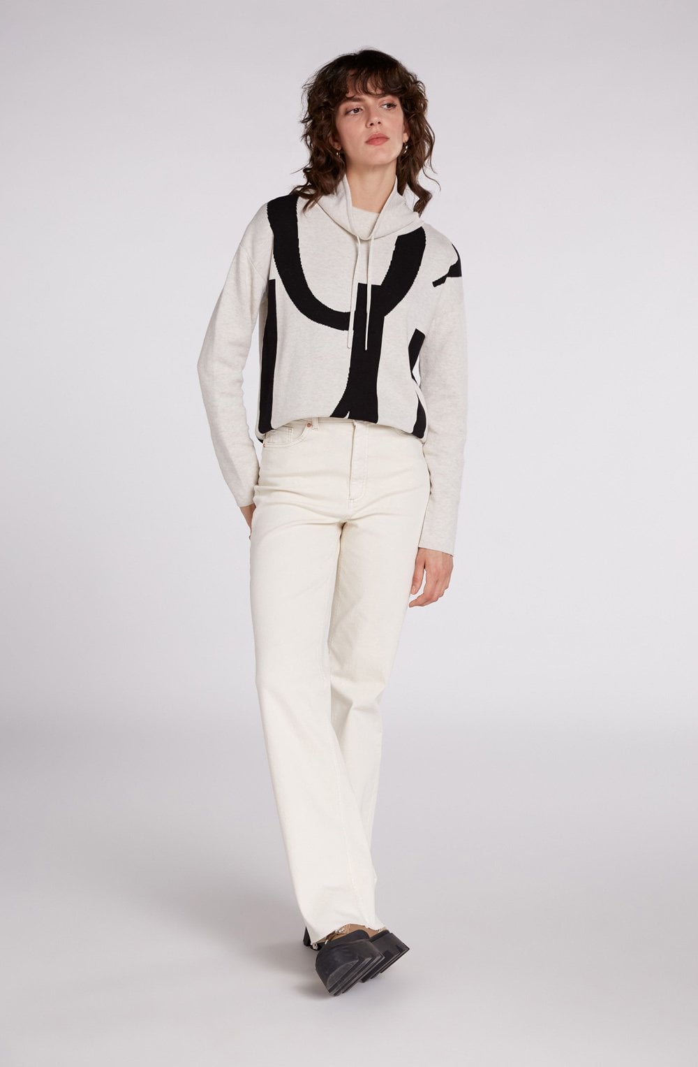 Black & Off White Marl Oui Jumper