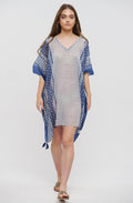 Blue and White Semi Sheer Kaftan Dress
