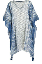 Blue and White Semi Sheer Kaftan Dress