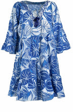 Blue and White Tasselled and Tiered Dress