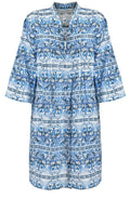 Blue Floral Print Button Down Dress
